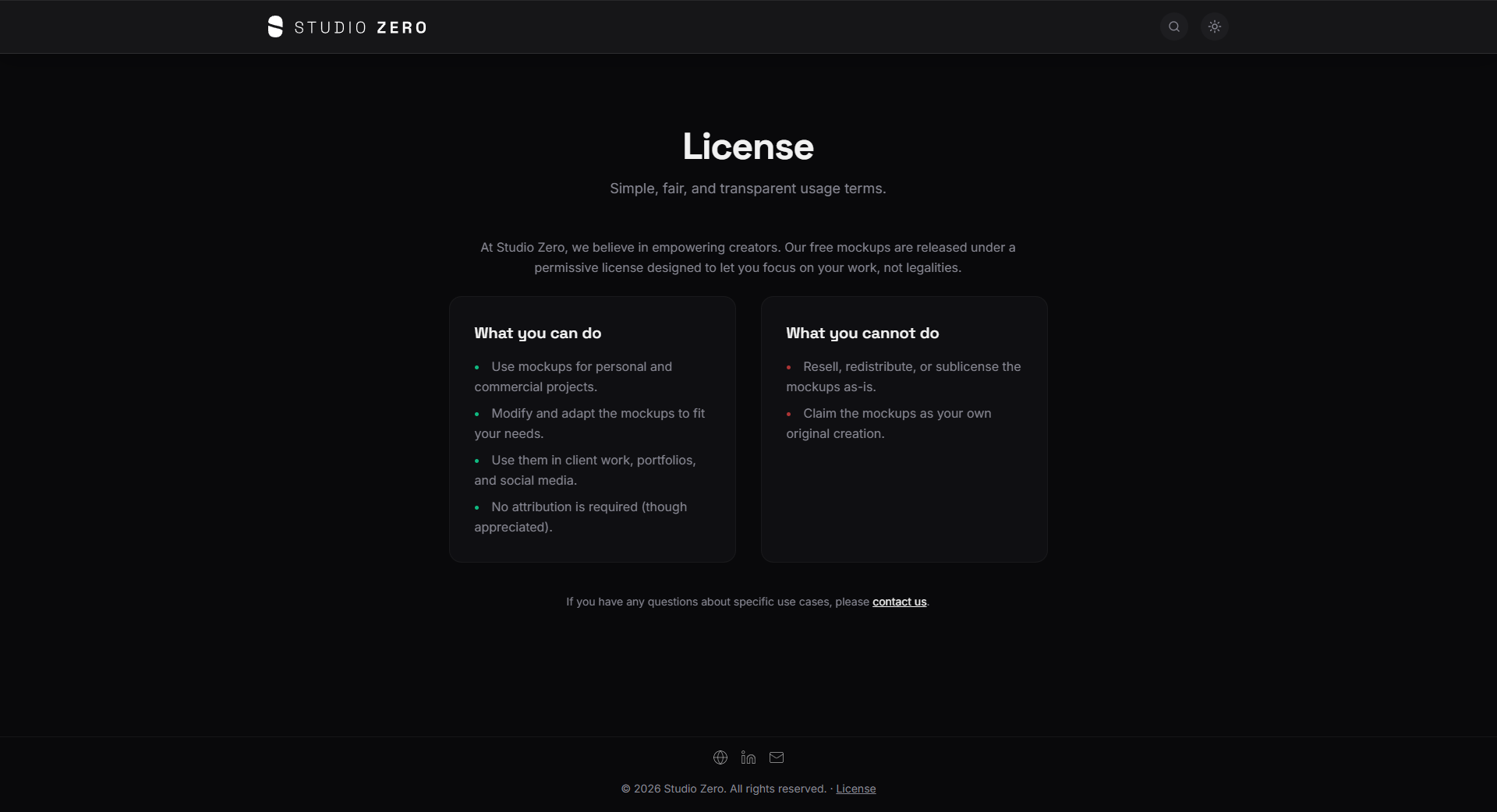 Studio Zero License Information